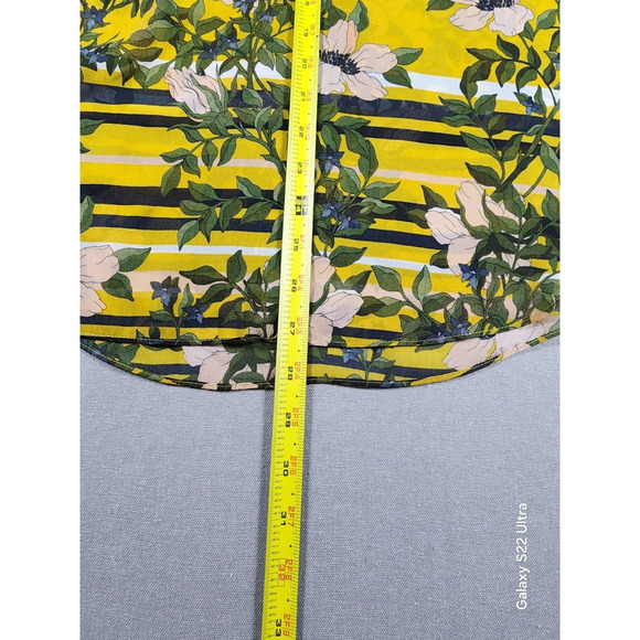 Cabi Womens Blouse Large Mesh Sheer Boho Floral Fairy Bell Ruffle Sleeve Yellow - Picture 7 of 7
